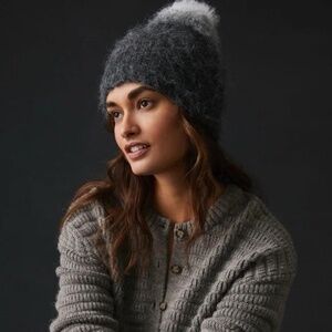 NWT Anthropologie Ombre Knit Beanie Grey